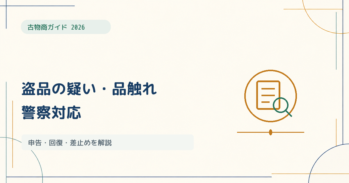 古物商が盗品の疑いに気づいたら？品触れ・警察への申告・差止めを解説【2026年版】