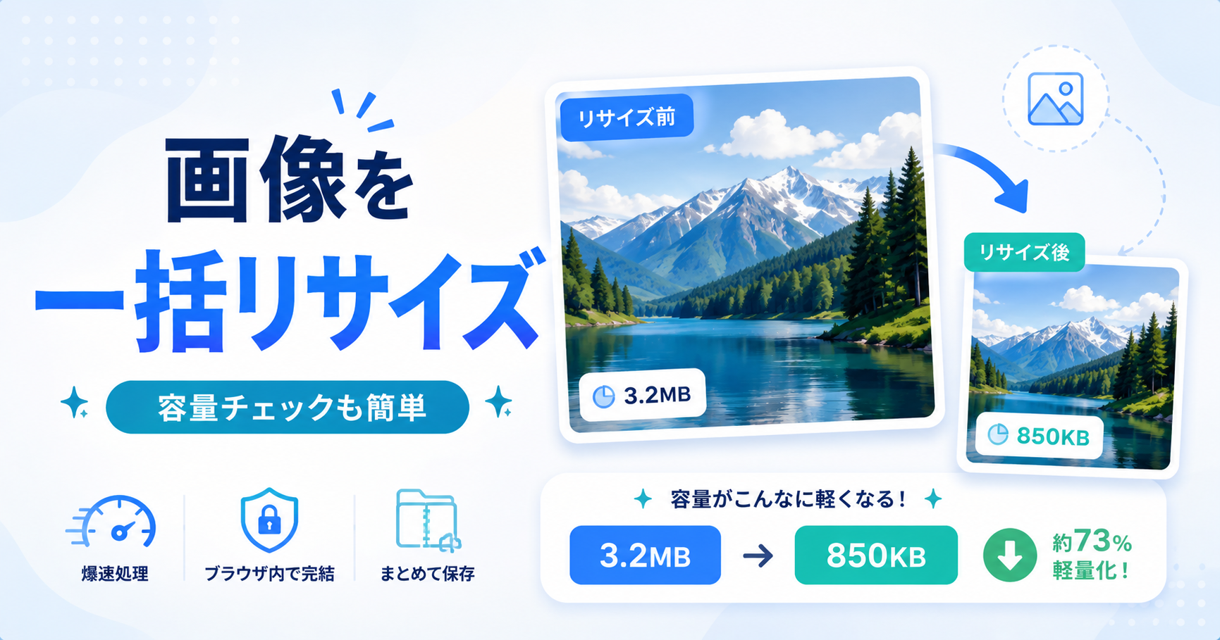 一括リサイズ＆容量チェック！爆速・ブラウザ完結のリサイザー